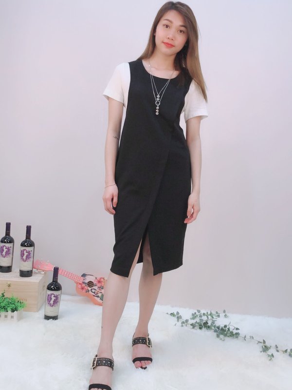 PHOEBE BASIC SHORT SLEEVES DRESS (BLACK)