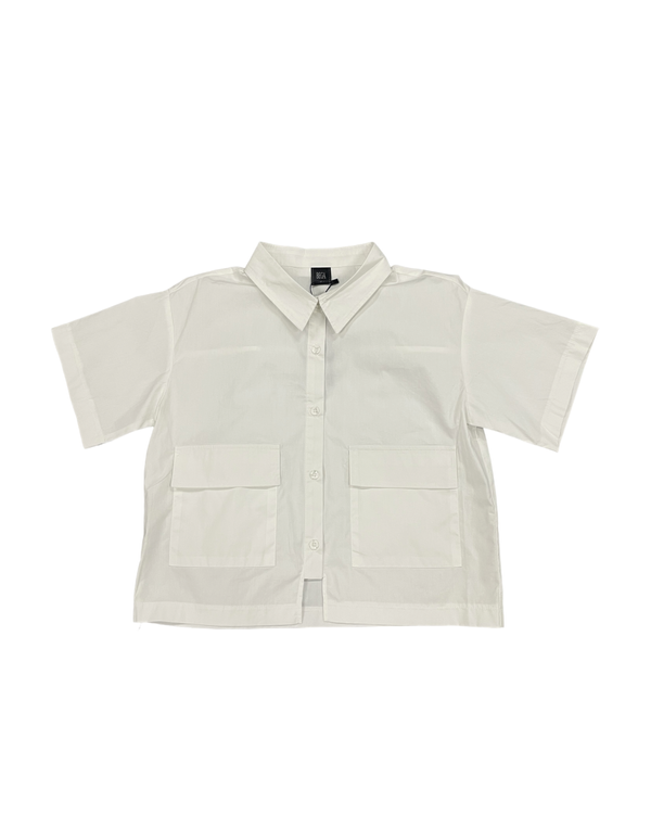 SHANIA BUTTON UP SHORT SLEEVES BLOUSE (CREAM)