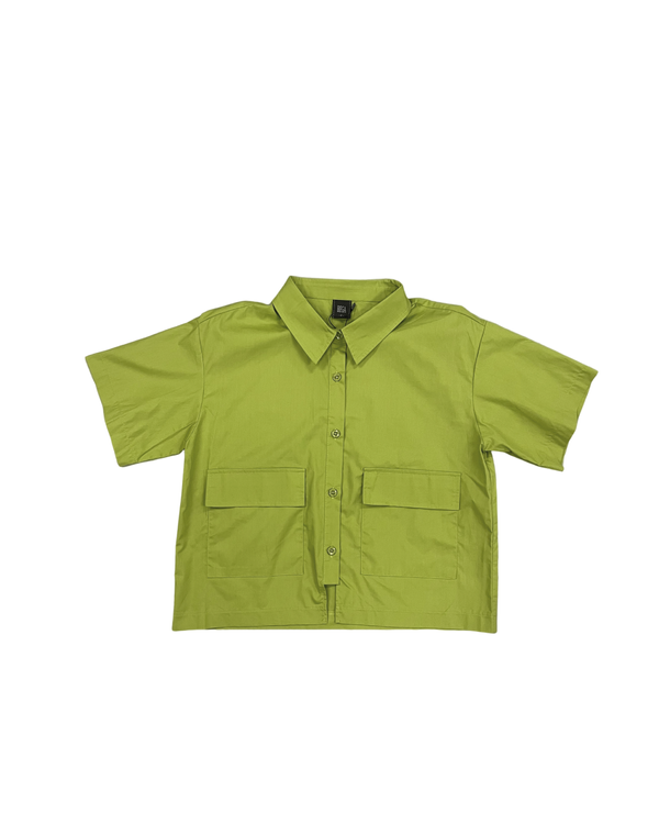 SHANIA BUTTON UP SHORT SLEEVES BLOUSE (PEAR)