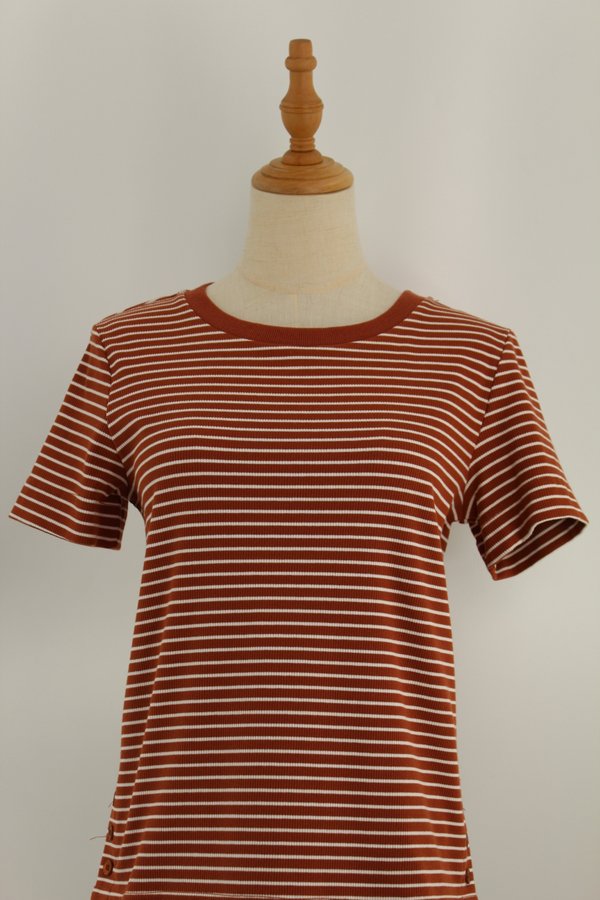 CORAL CASUAL STRIPED TOP