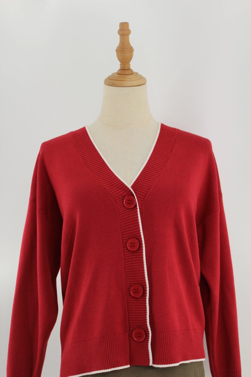 Red cardigan womens on sale sweater