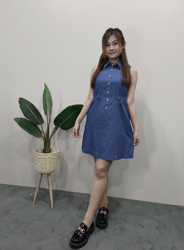 ALIYA SLEEVELESS DENIM DRESS