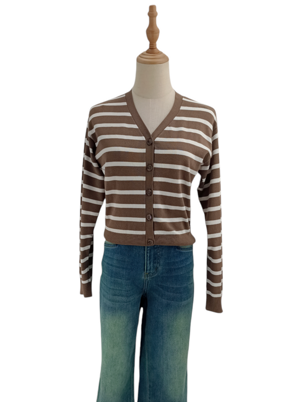 FAYE LONG SLEEVE STRIPED KNIT WEAR CARDIGAN