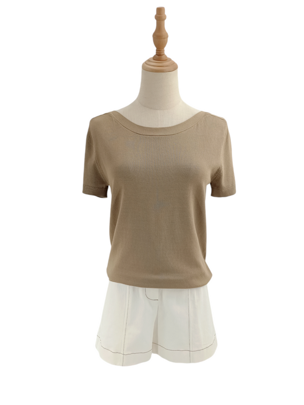 MAE SHORT SLEEVE SOLID KNIT TOP