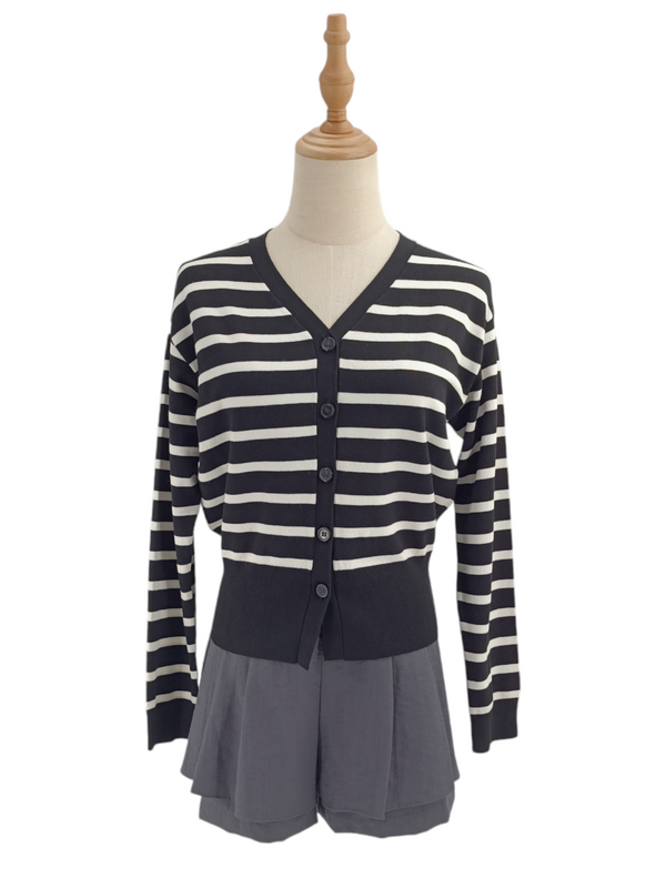 FAYE LONG SLEEVE STRIPED KNIT WEAR CARDIGAN