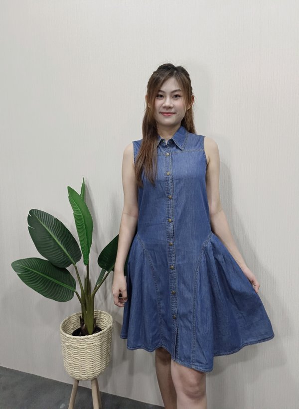 KELSIE DENIM SLEEVELESS DRESS