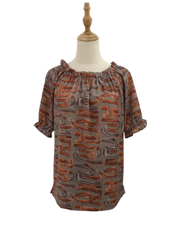 ISRA PRINTED SHORT SLEEVE BLOUSE