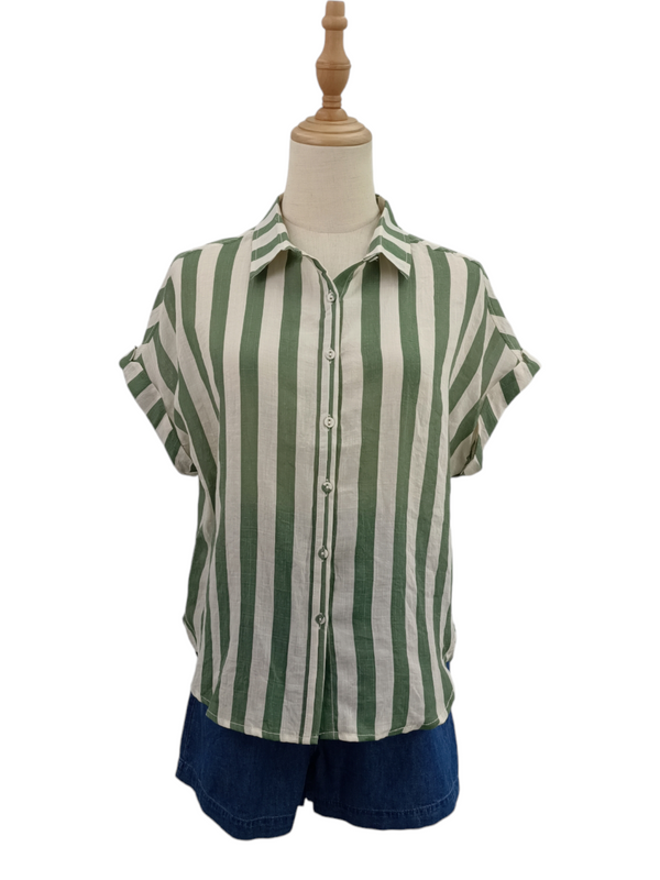 ALISHA SHORT SLEEVE STRIPED BLOUSE