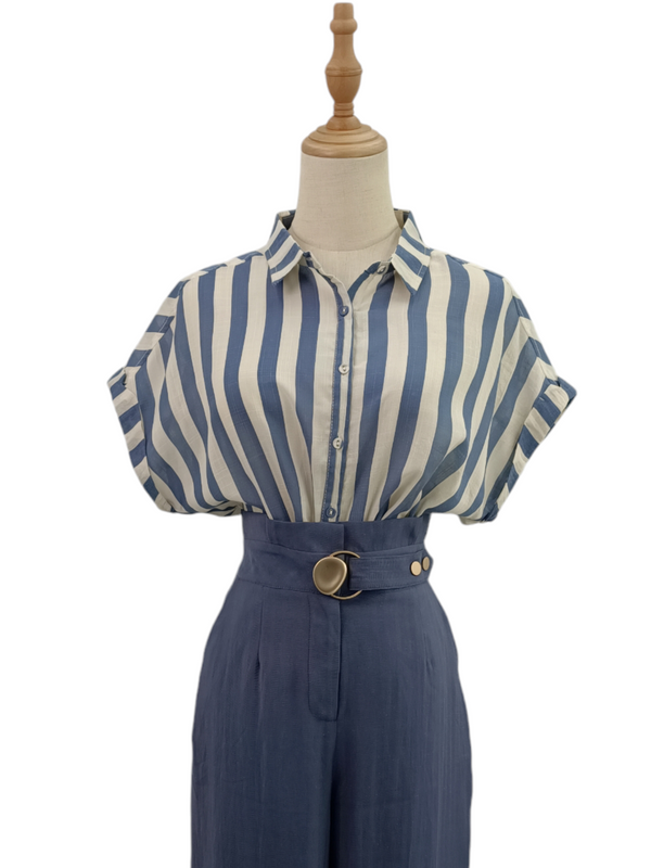 ALISHA SHORT SLEEVE STRIPED BLOUSE