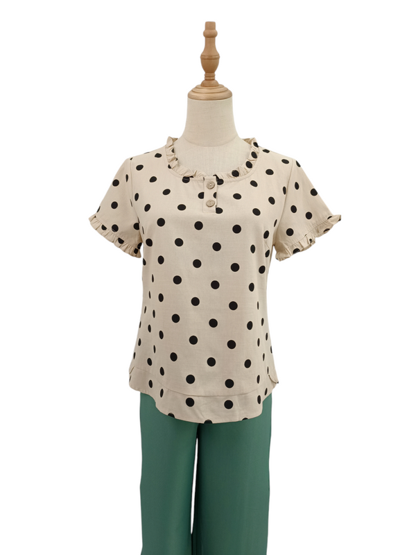 AYLA SHORT SLEEVE POLKA DOTS BLOUSE