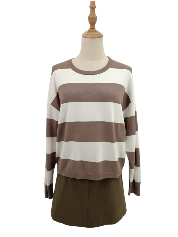 JOEL LONG SLEEVE STRIPED KNIT TOP