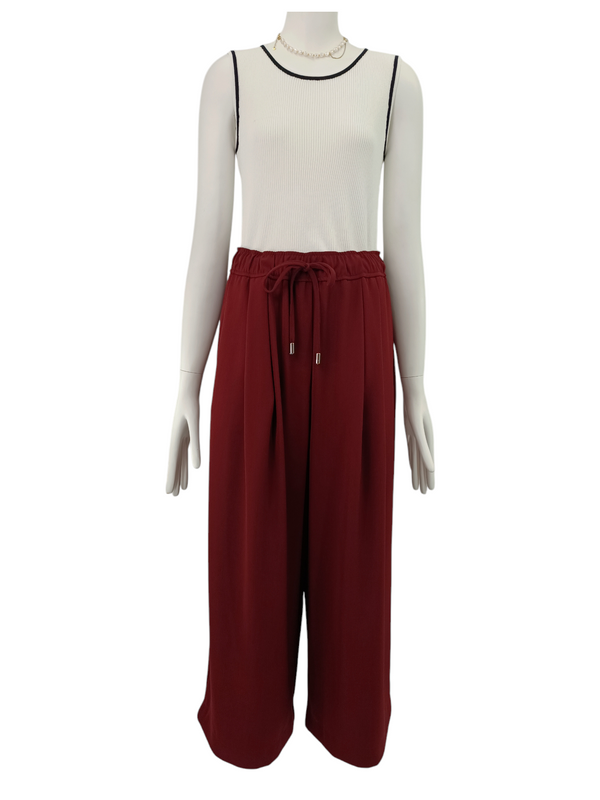 CECI DRAWSTRINGS WAIST WIDE LEG PANT