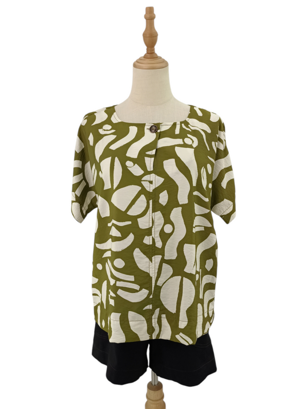 CORY PRINTED SHORT SLEEVE BLOUSE