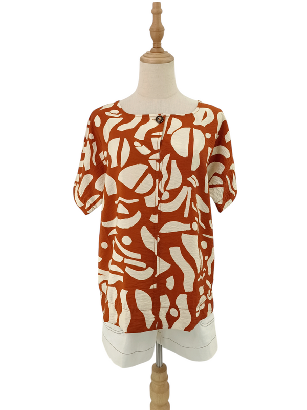 CORY PRINTED SHORT SLEEVE BLOUSE