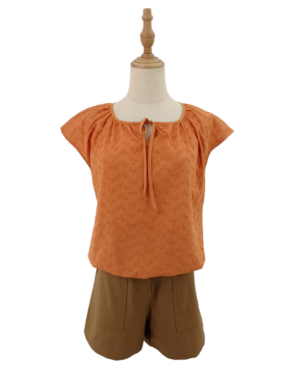 LEILS EMBROIDERY BLOUSE - ORANGE