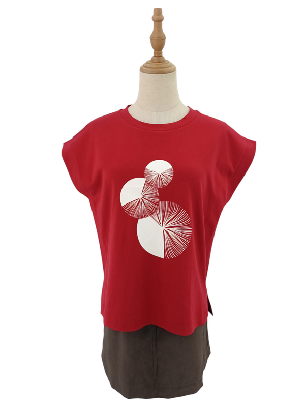 CARA MINIMALIST PRINT CAP SLEEVE TOP