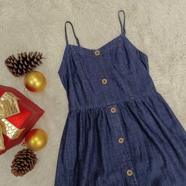 AINE STRAPPED DENIM DRESS