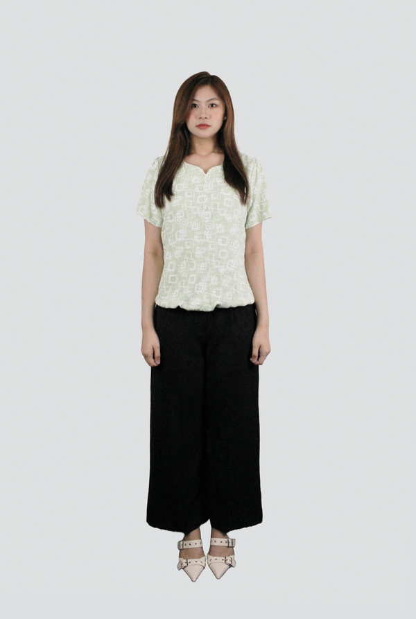Abbey Pastel Geo Button Top