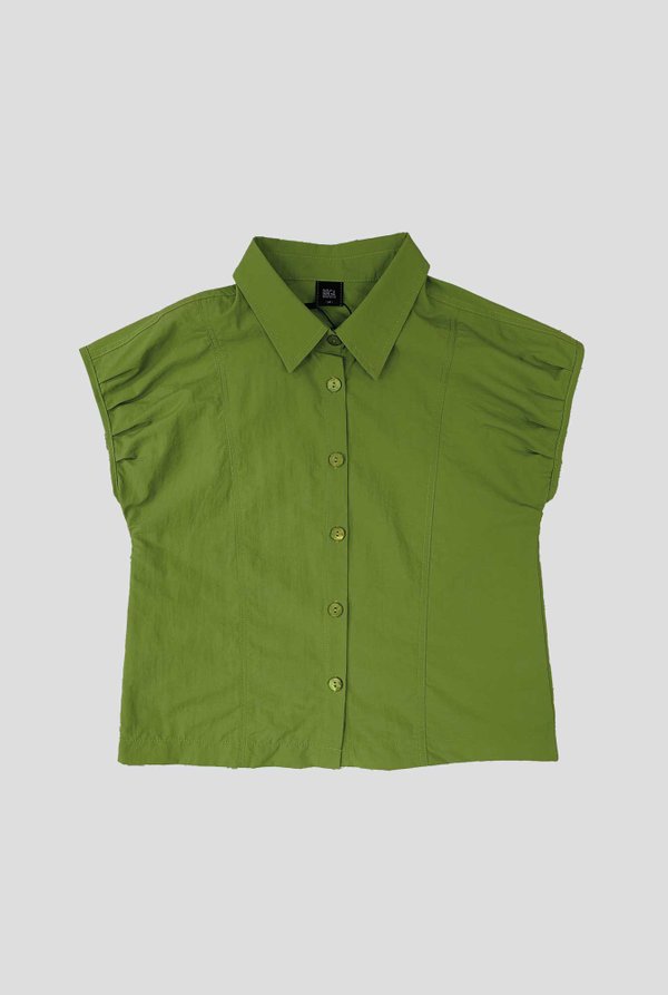 Tina Pleated Shoulder Cap Sleeve Shirt