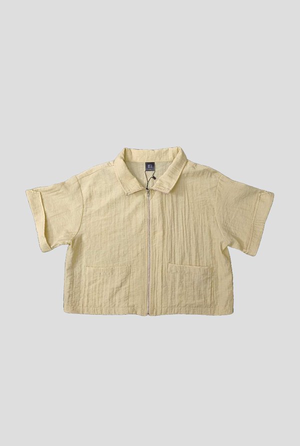 RHEA ZIPPER SHORT SLEEVE BLOUSE