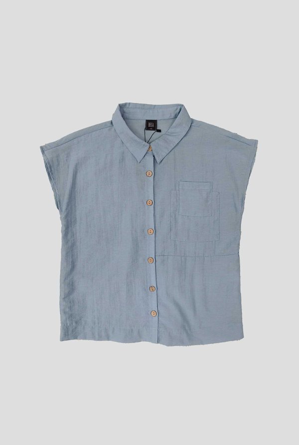Sophie Cap Sleeve Button Up Shirt
