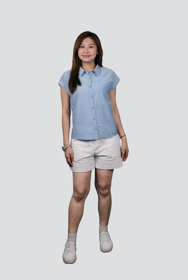 Sophie Cap Sleeve Button Up Shirt