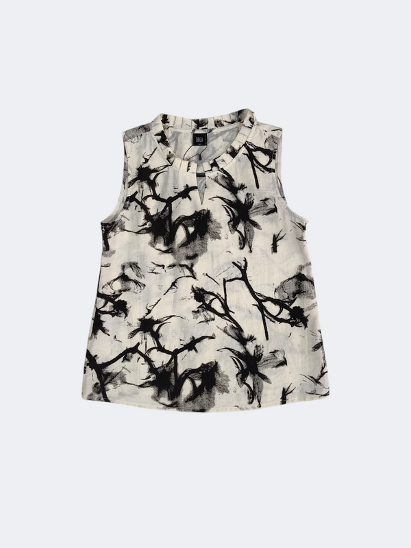 LEA MOON ABSTRACT BRUSH SLEEVELESS TOP