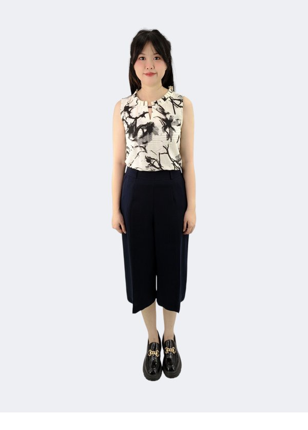 LEA MOON ABSTRACT BRUSH SLEEVELESS TOP