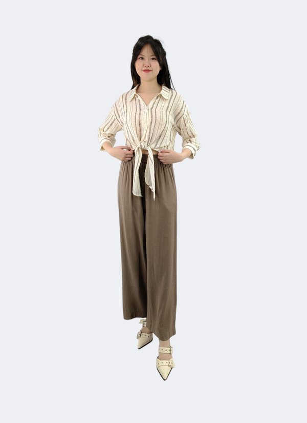 NADIA STRIPED TIE-FRONT BLOUSE