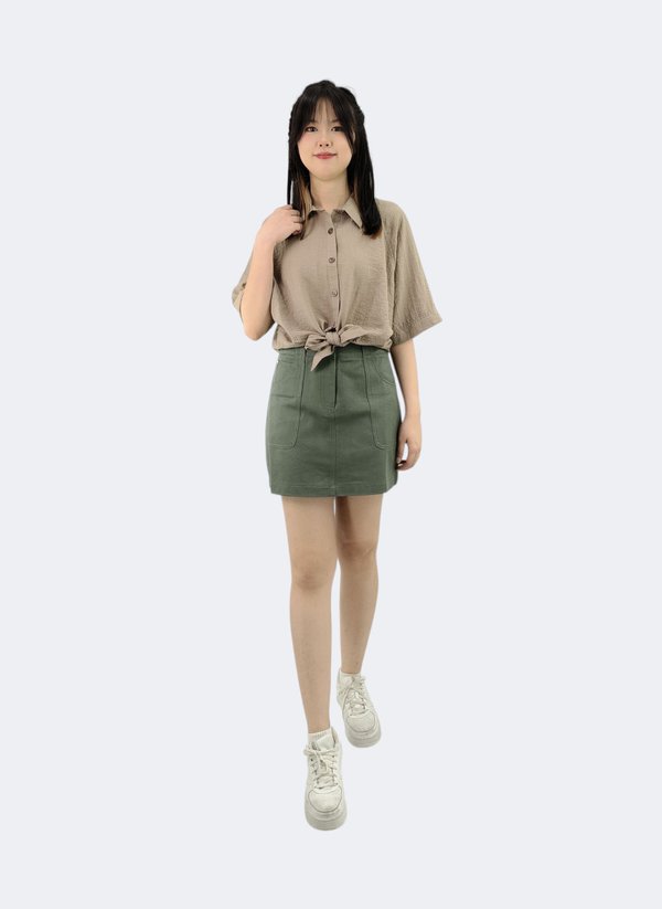 CONEY TIE-FRONT COLLARED SHIRT