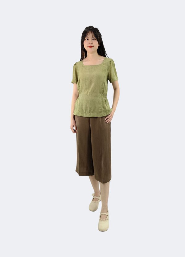 SANA SQUARE NECK SMOCKED WAIST BLOUSE