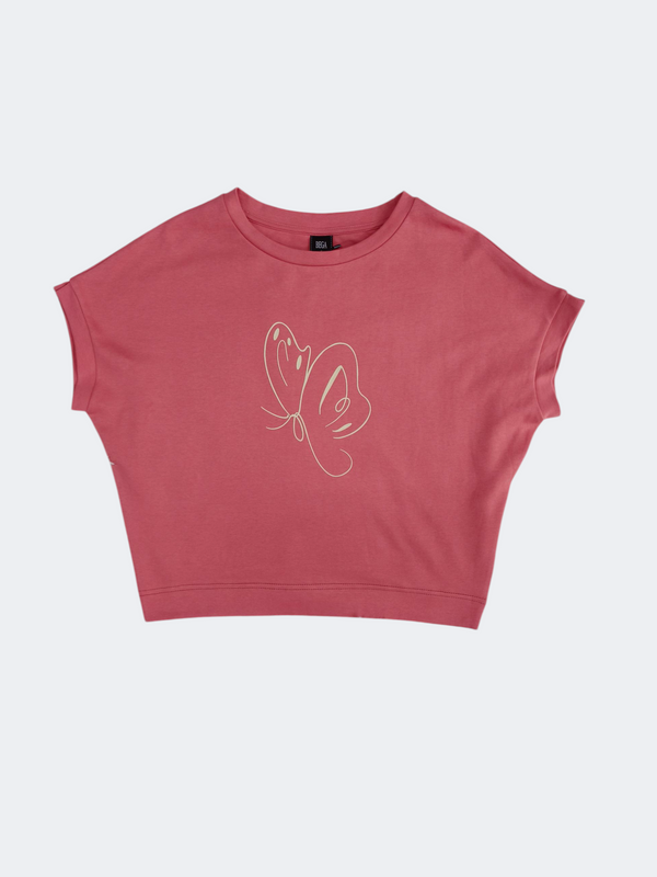 SARA FLUTTER GRAPHIC BOXY TEE