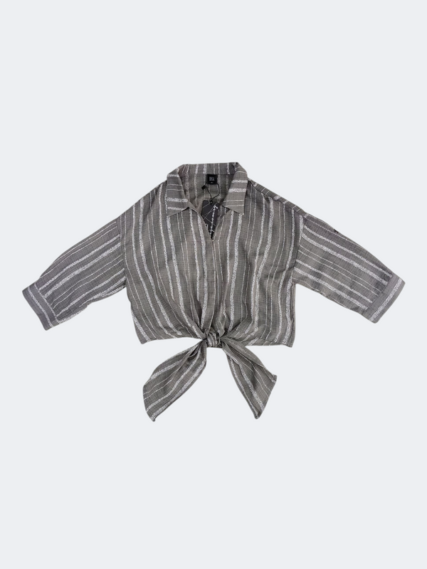 NADIA STRIPED TIE-FRONT BLOUSE