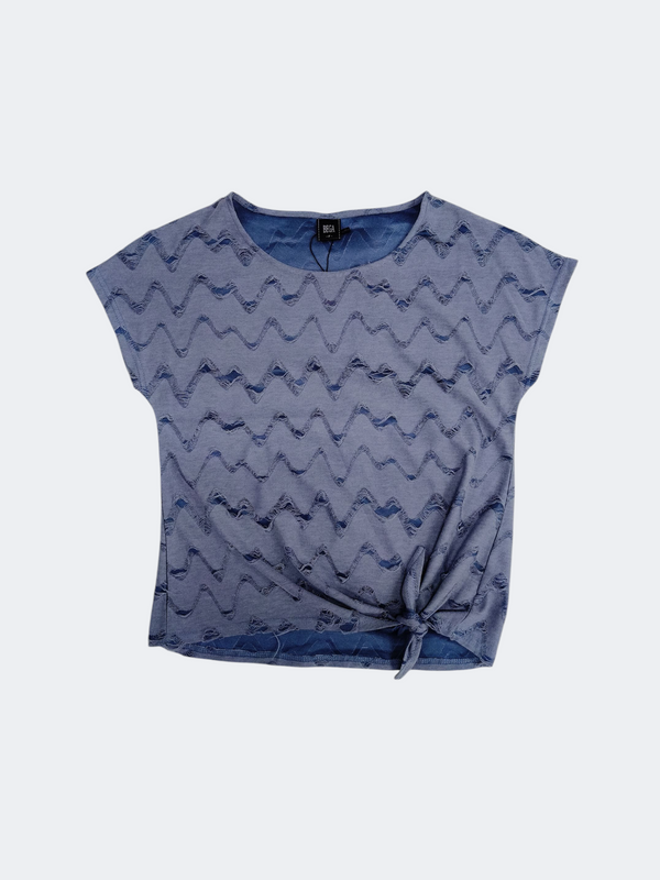 DORA WAVE PATTERN TIE-HEM TEE