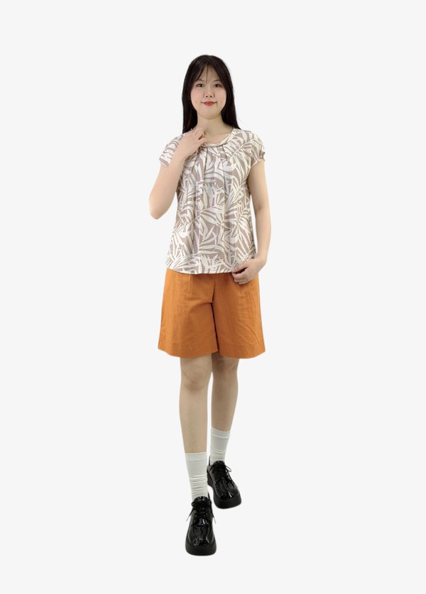 ALIA TROPICAL LEAF PRINT BLOUSE