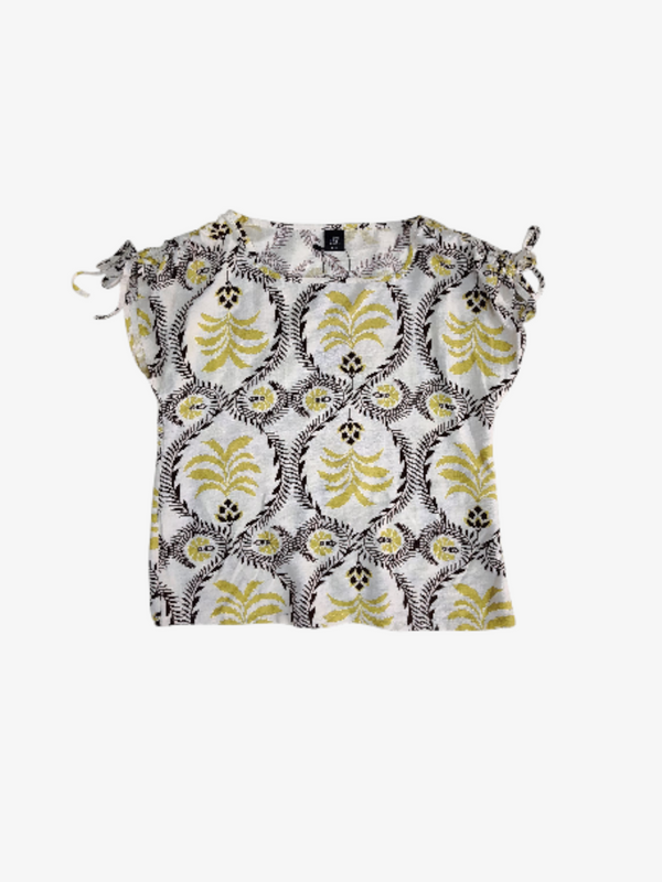 BIBI FLORAL MOTIF SHORT SLEEVE TOP