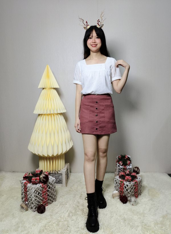 FLYNN SQUARE NECK PUFF SLEEVE BLOUSE