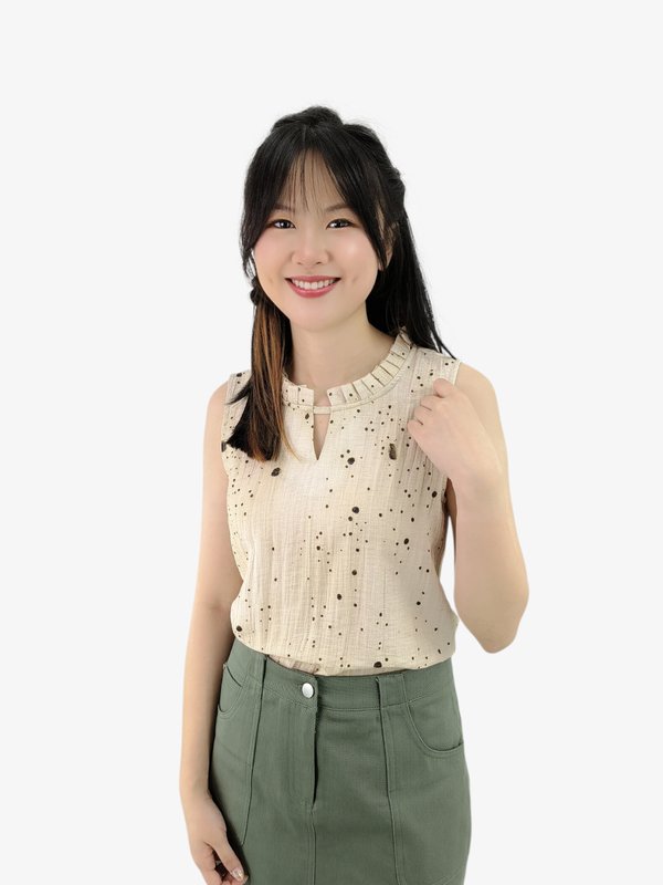 JAN SPECKLED PRINT SLEEVELESS TOP