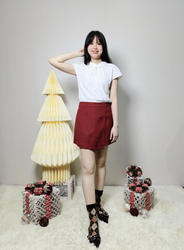 CORY FLORAL LACE MANDARIN COLLAR BLOUSE