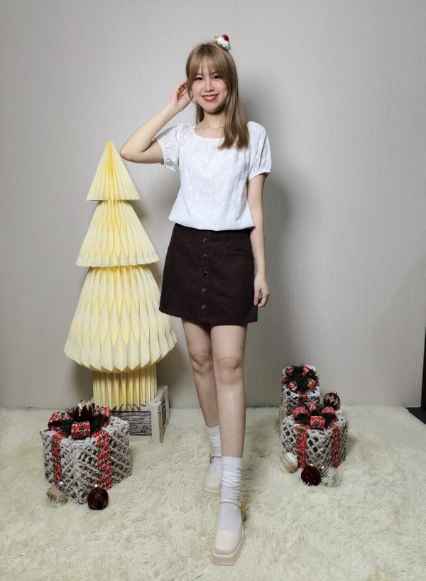 ABBEY FLORAL TEXTURED PUFF SLEEVE TOP