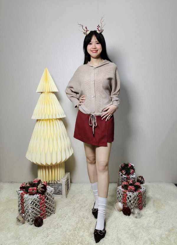 BELLE DRAWSTRING HEM KNIT HOODIE