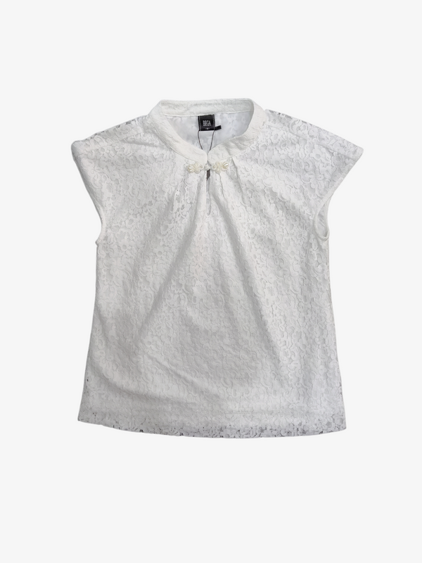 CORY FLORAL LACE MANDARIN COLLAR BLOUSE