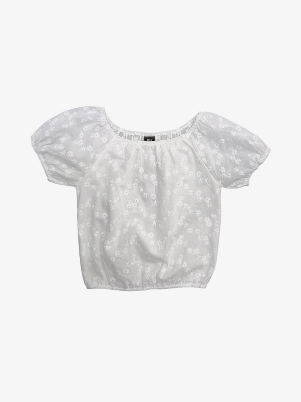 ABBEY FLORAL TEXTURED PUFF SLEEVE TOP