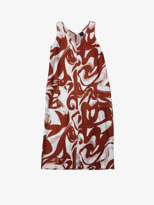 NORA ABSTRACT PRINT SLEEVELESS DRESS （DRV75817)