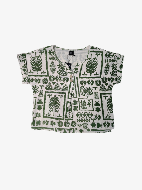 INES ESTHNIC PRINT BUTTON TOP (BS75821)