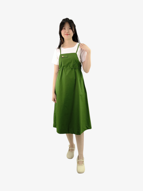 RORY DRAWSTRING WAIST PINAFORE DRESS (TDRS75738)