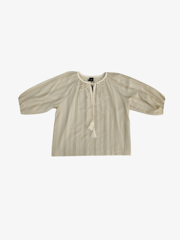 MINA EMBROIDERED TASSEL TIE BLOUSE (BB56714)