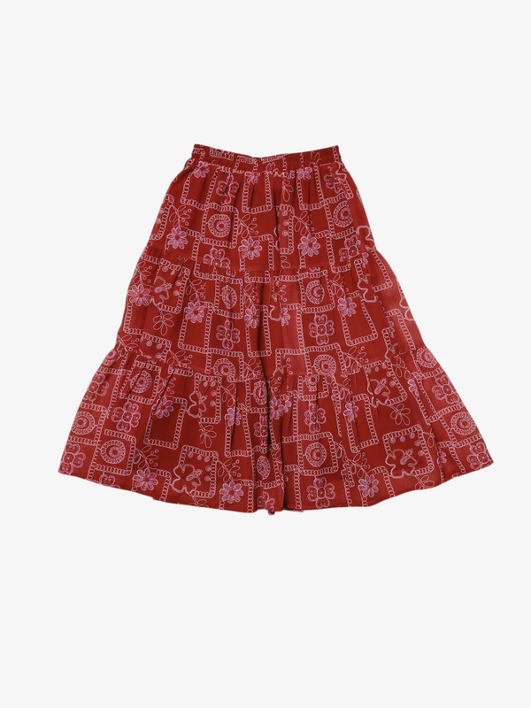 ASA FLORAL PATCHWORK MIDI SKIRT (SKM75820)