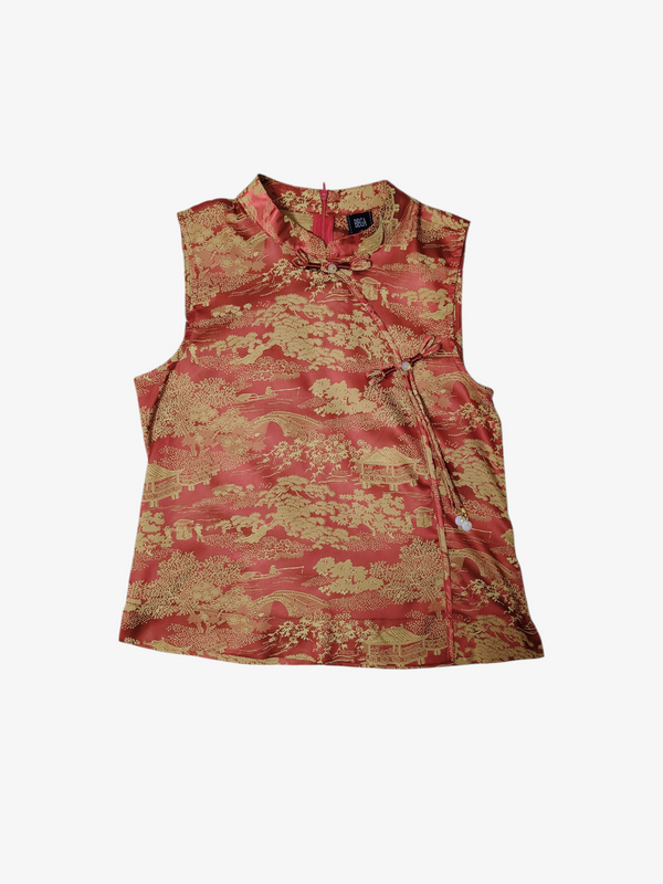 MARISSA MANDARIN COLLAR PRINT TOP (BV75845)