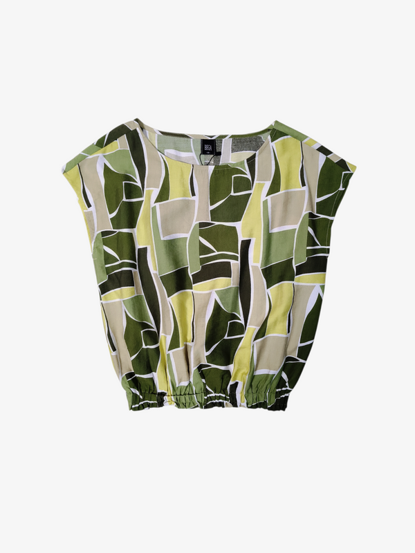 JEANNA ABSTRACT PATTERN ELASTIC HEM TOP (BS75858)